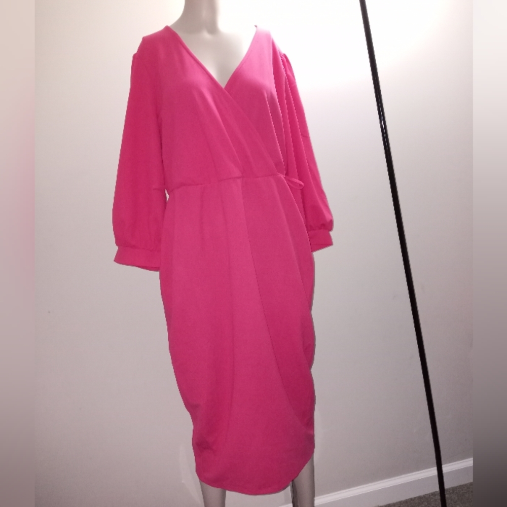 Buxom pink v neck bodycon dress plus size 1X new with tags